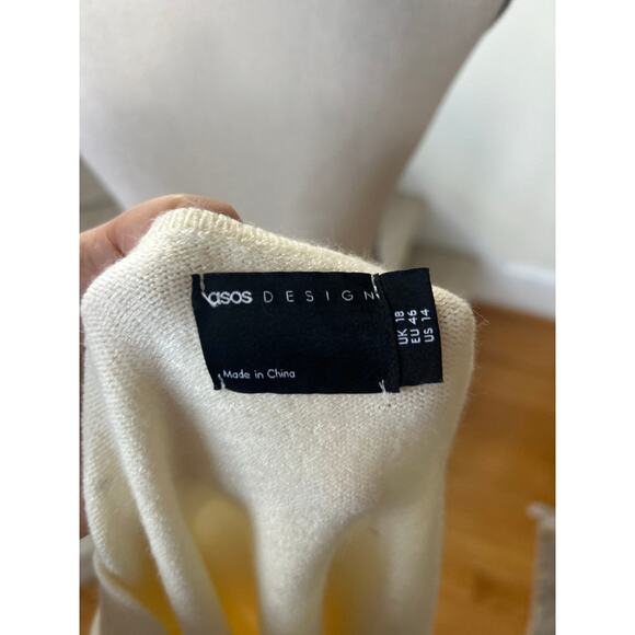 ASOS Cream White Scoop Pearl Button Rhinestone Sparkle Cardigan Coquette - Picture 5 of 7